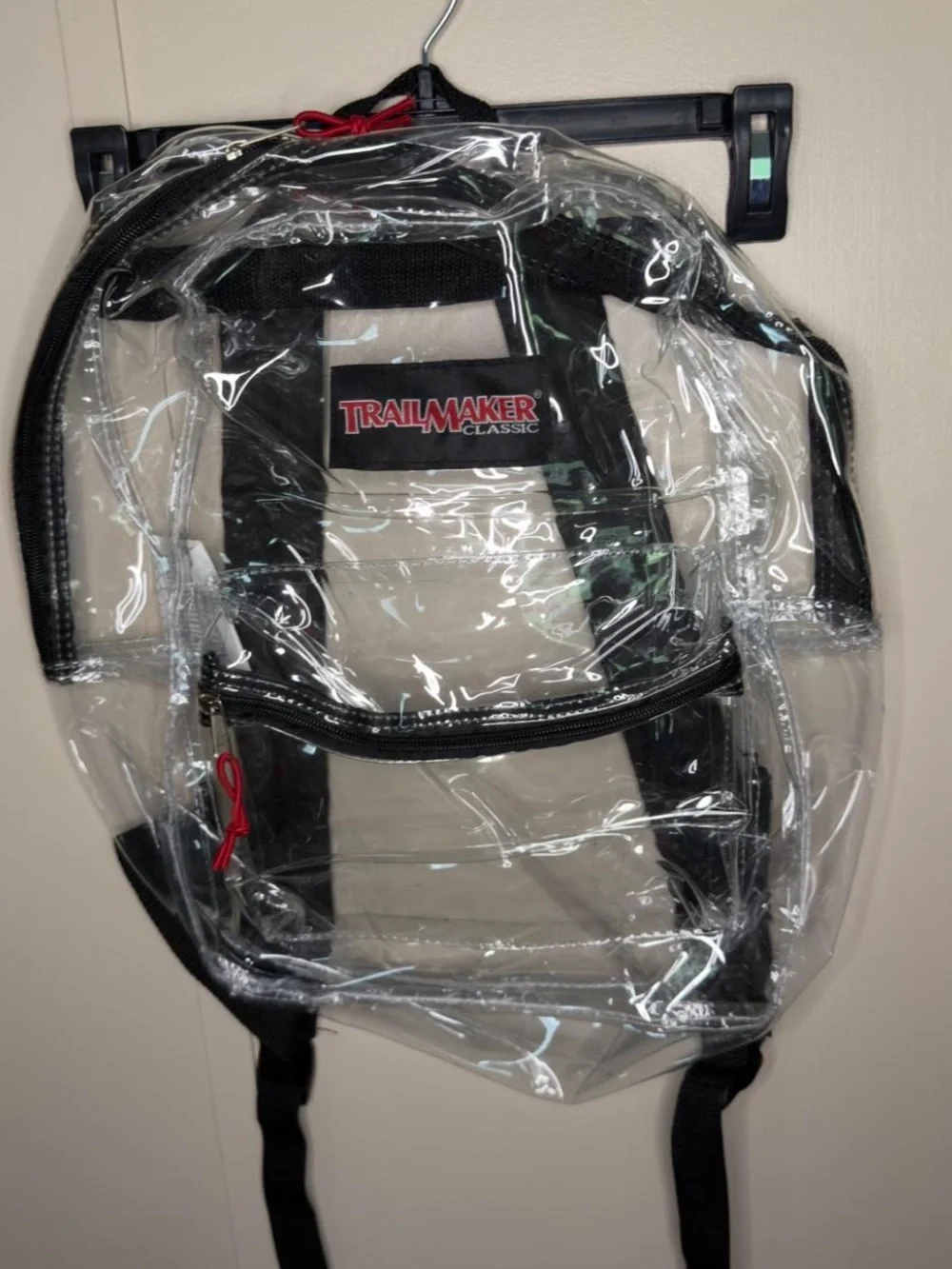 Trailmaker clear transparent backpack black trim school stadium bag
